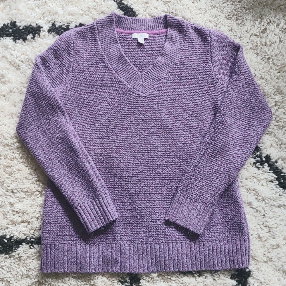 J. Jill Marled Long Sleeve V Neckline Sweater. Size XS. Purple